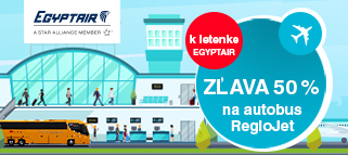 K letenke EgyptAir zľava 50% na lístok RegioJet do Viedne